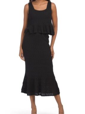 NWT House of Harlow 1960 Maxi Skirt Set Square Neck Crochet Knit Cami Flowy $185